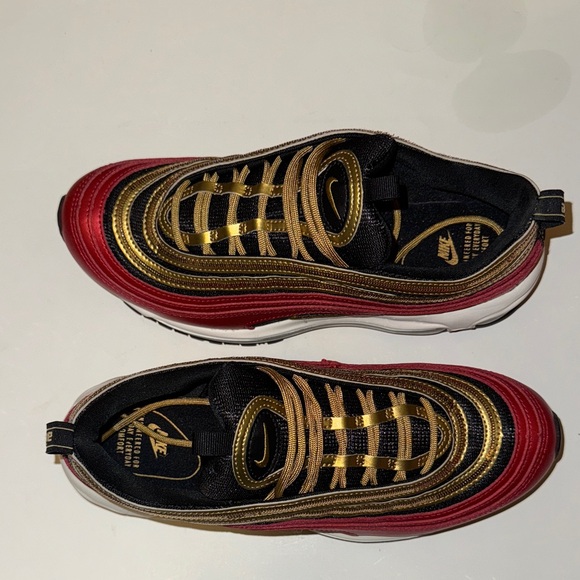 Nike Women Air Max 97, Red, Black and Gold Sneakers - Picture 2 of 7